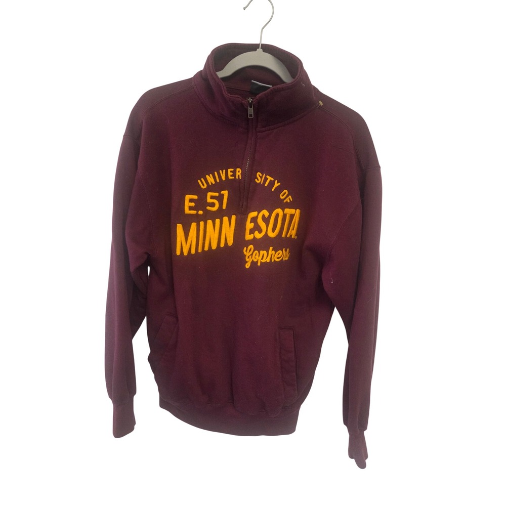 MV Sport University of Minnesota Gophers Quarter Zip Maroon Sweatshirt Small